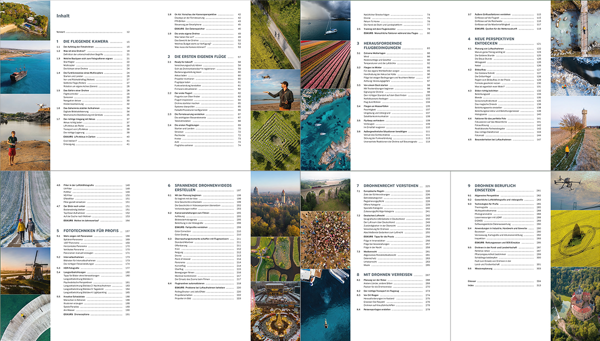 Vollständiges Inhaltsverzeichnis der Drohnen-Fotoschule