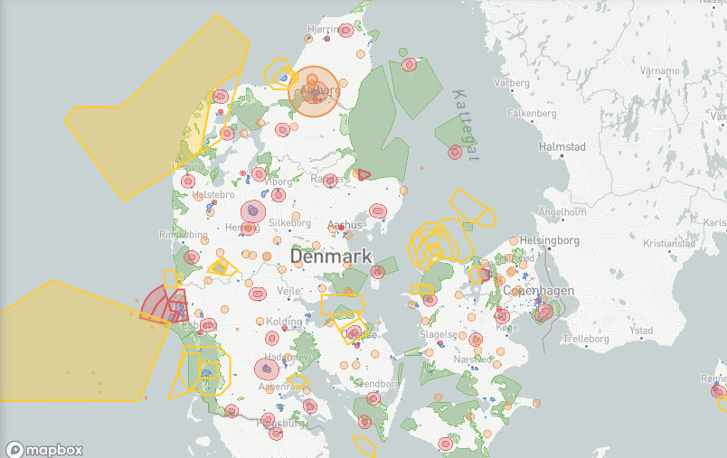 Dänische Landkarte mit Geo-Zonen